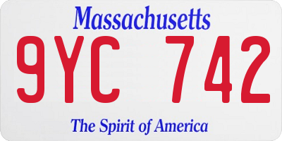 MA license plate 9YC742