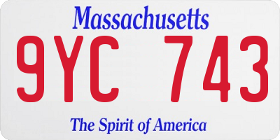 MA license plate 9YC743