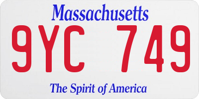 MA license plate 9YC749