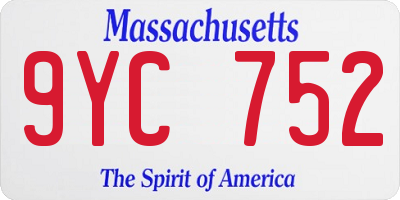 MA license plate 9YC752