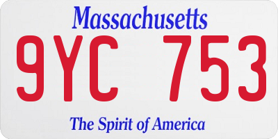 MA license plate 9YC753