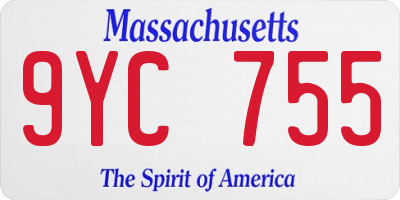 MA license plate 9YC755