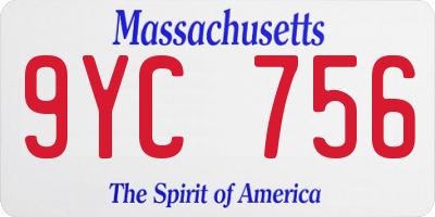 MA license plate 9YC756