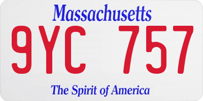 MA license plate 9YC757