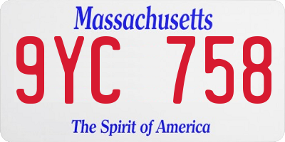 MA license plate 9YC758