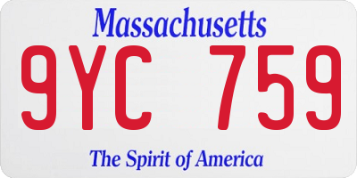 MA license plate 9YC759