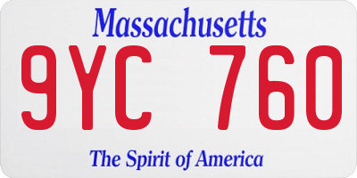 MA license plate 9YC760