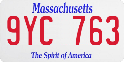 MA license plate 9YC763
