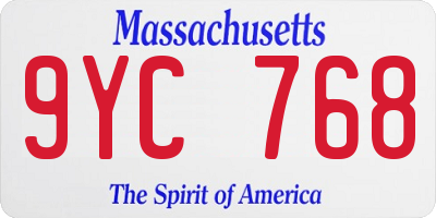 MA license plate 9YC768