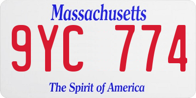 MA license plate 9YC774