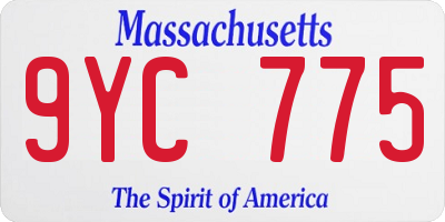 MA license plate 9YC775