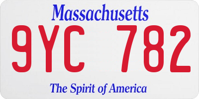 MA license plate 9YC782