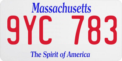 MA license plate 9YC783