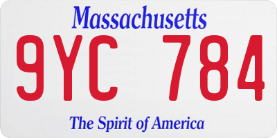 MA license plate 9YC784