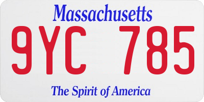 MA license plate 9YC785