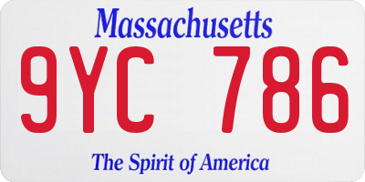 MA license plate 9YC786