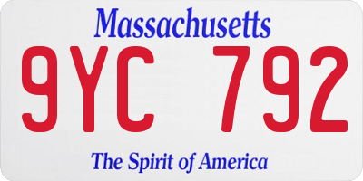 MA license plate 9YC792