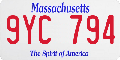 MA license plate 9YC794