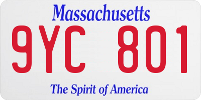 MA license plate 9YC801