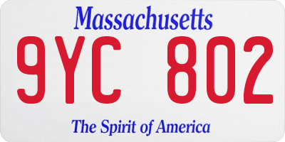 MA license plate 9YC802