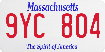 MA license plate 9YC804