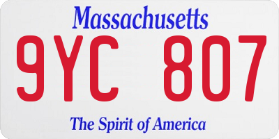 MA license plate 9YC807