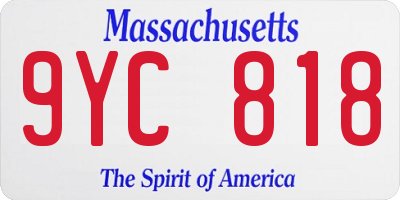 MA license plate 9YC818