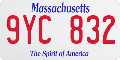 MA license plate 9YC832