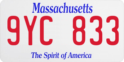 MA license plate 9YC833