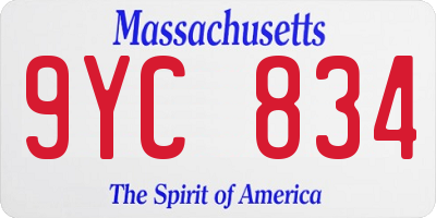 MA license plate 9YC834