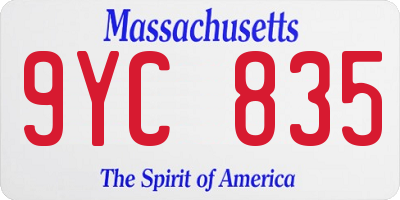 MA license plate 9YC835