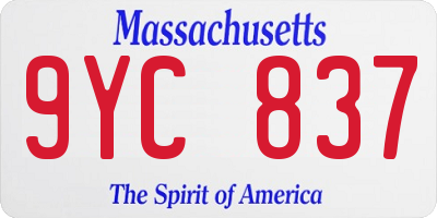 MA license plate 9YC837