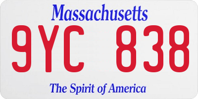 MA license plate 9YC838