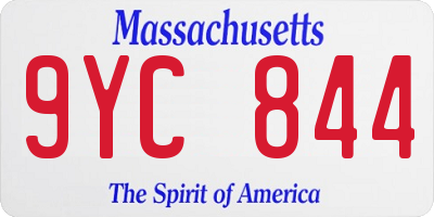 MA license plate 9YC844