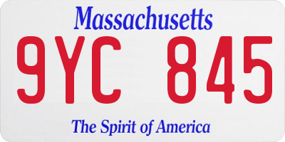 MA license plate 9YC845