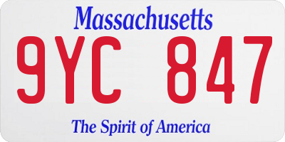 MA license plate 9YC847