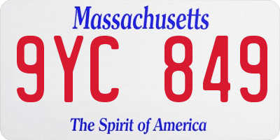 MA license plate 9YC849