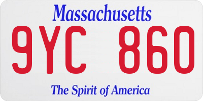 MA license plate 9YC860