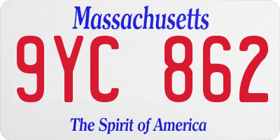 MA license plate 9YC862