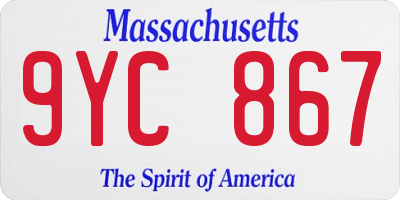 MA license plate 9YC867