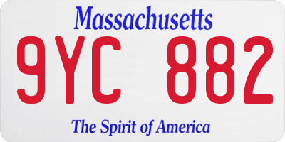 MA license plate 9YC882