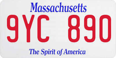 MA license plate 9YC890