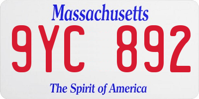 MA license plate 9YC892
