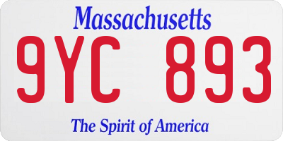 MA license plate 9YC893