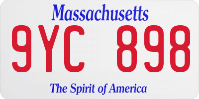 MA license plate 9YC898