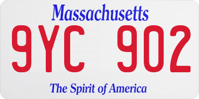 MA license plate 9YC902