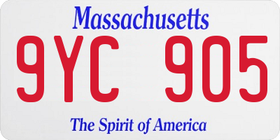 MA license plate 9YC905