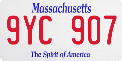 MA license plate 9YC907