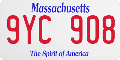 MA license plate 9YC908