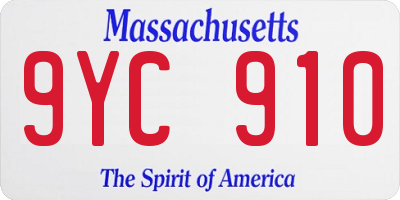MA license plate 9YC910